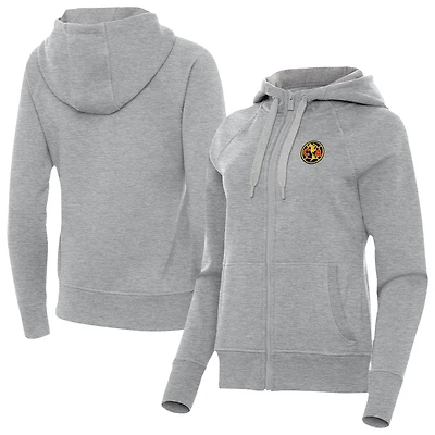 Women's Antigua Heather Gray Club America Takeover Full-Zip Hoodie