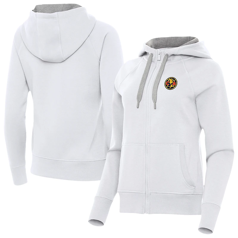 Women's Antigua White Club America Takeover Full-Zip Hoodie