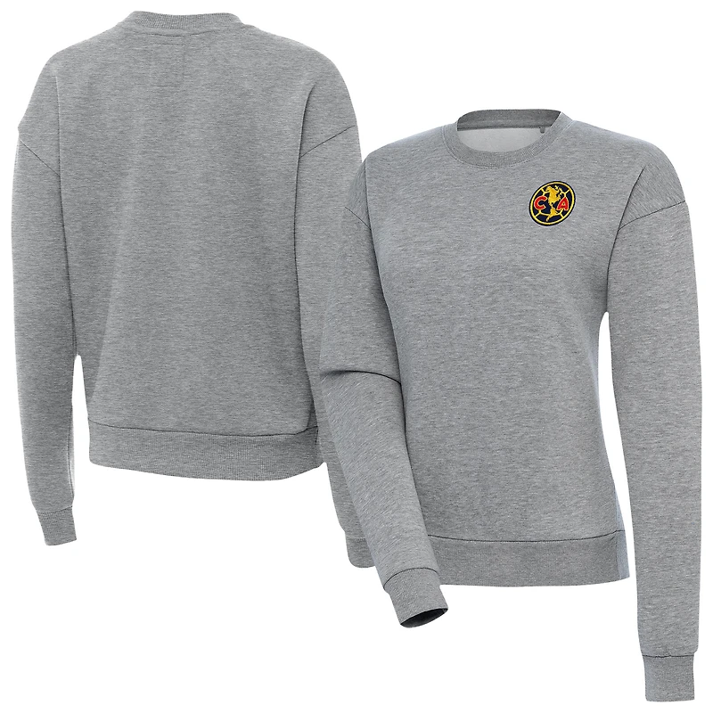Women's Antigua Heather Gray Club America Takeover Pullover Sweatshirt