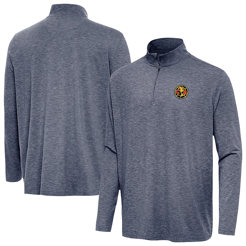 Men's Antigua Heather Navy Club America Master Quarter-Zip Pullover