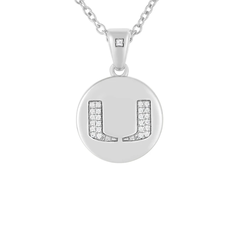 FanDrip Miami Hurricanes Diamond Pendant Necklace with 18" Chain