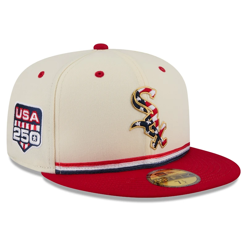 Men's New Era Cream/Red Chicago White Sox USA 250 Fourth of July 59FIFTY Fitted Hat