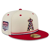 Men's New Era Cream/Red Los Angeles Angels USA 250 Fourth of July 59FIFTY Fitted Hat