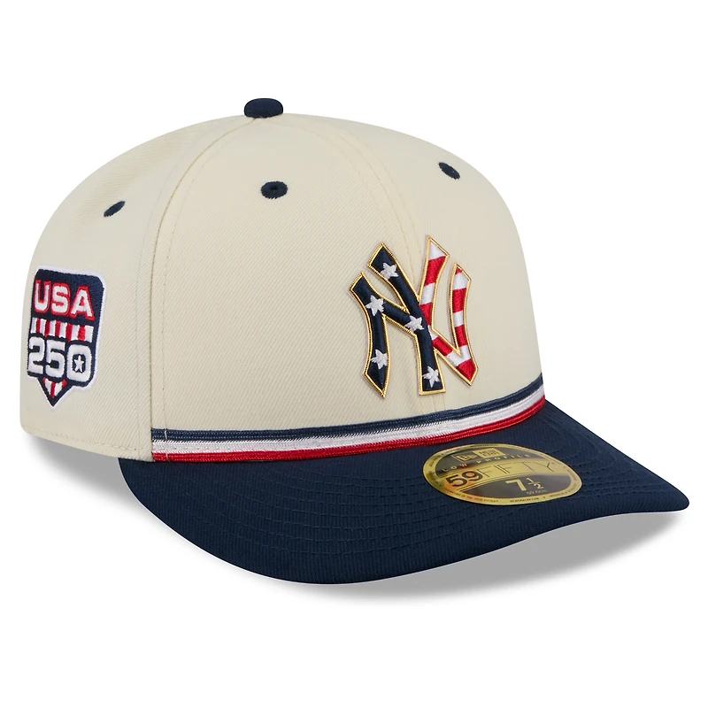 Men's New Era Cream/Navy New York Yankees USA 250 Fourth of July Low Profile 59FIFTY Fitted Hat