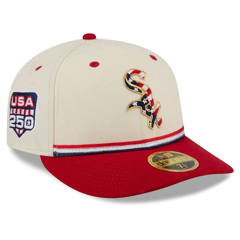 Men's New Era Cream/Red Chicago White Sox USA 250 Fourth of July Low Profile 59FIFTY Fitted Hat