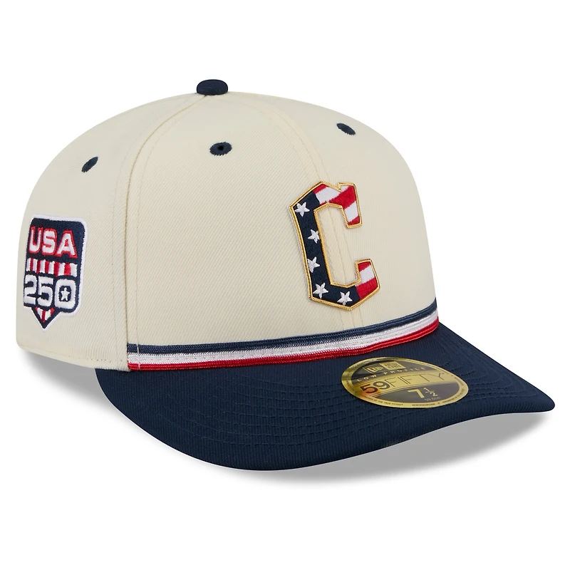 Men's New Era Cream/Navy Cleveland Guardians USA 250 Fourth of July Low Profile 59FIFTY Fitted Hat