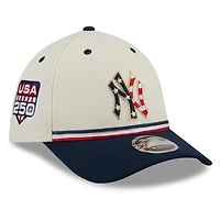 Men's New Era Cream/Navy New York Yankees USA 250 Fourth of July 39THIRTY M-Crown Flex Hat