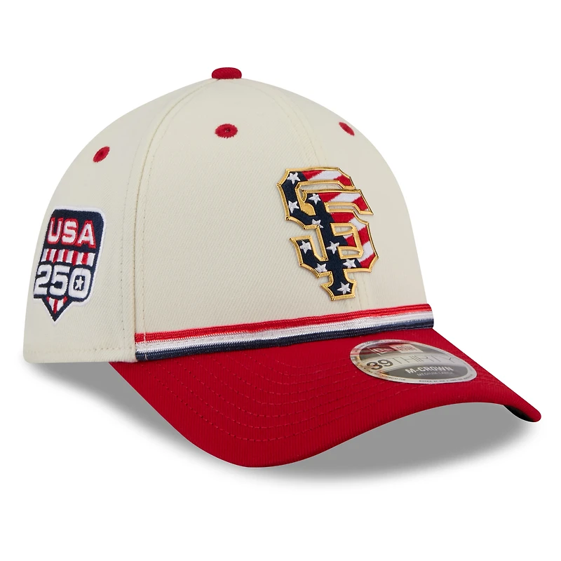 Men's New Era Cream/Red San Francisco Giants USA 250 Fourth of July 39THIRTY M-Crown Flex Hat