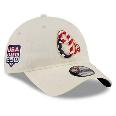 Men's New Era Cream Baltimore Orioles USA 250 Fourth of July 9TWENTY Adjustable Hat