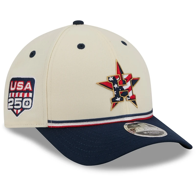 Youth New Era Cream/Navy Houston Astros USA 250 9FORTY M-Crown Adjustable Hat
