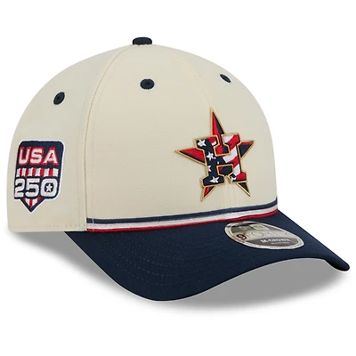 Youth New Era Cream/Navy Houston Astros USA 250 9FORTY M-Crown Adjustable Hat