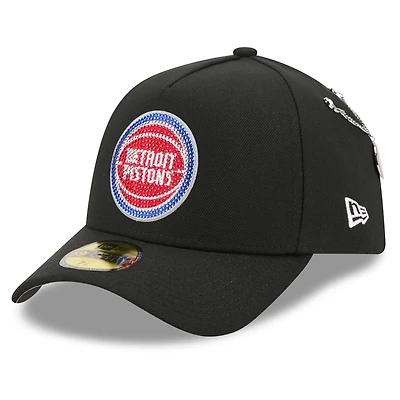 Men's New Era Black Detroit Pistons 2026 NBA Draft On-Stage Crystal A-Frame 59FORTY Fitted Hat