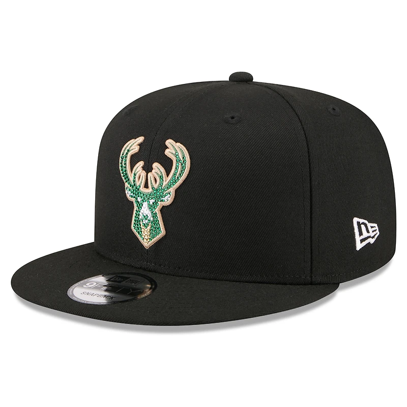 Men's New Era Black Milwaukee Bucks 2026 NBA Draft Crystal 9FIFTY Snapback Hat