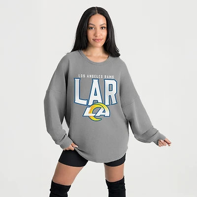 Women's Gameday Couture Gray Los Angeles Rams Oversized Pure Motion Corded Sweatshirt