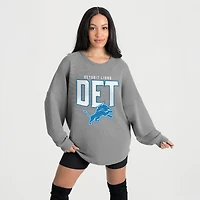 Women's Gameday Couture Gray Detroit Lions Oversized Pure Motion Corded Sweatshirt
