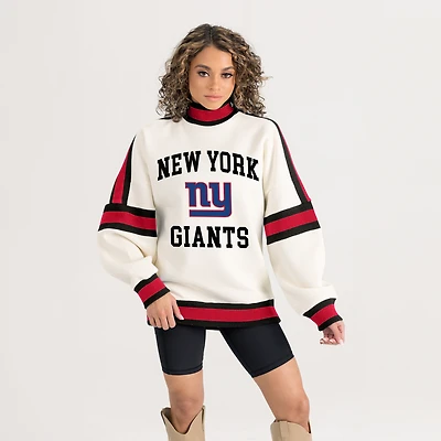 Women's Gameday Couture White New York Giants Oversized Vivid Motion Sweatshirt