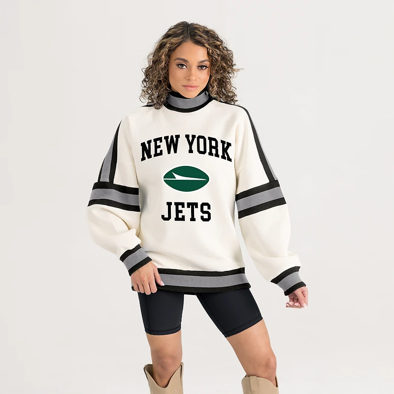 Women's Gameday Couture White New York Jets Oversized Vivid Motion Sweatshirt