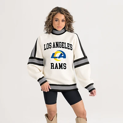 Women's Gameday Couture White Los Angeles Rams Oversized Vivid Motion Sweatshirt
