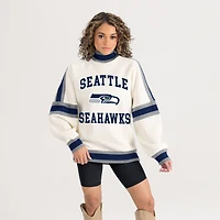 Women's Gameday Couture White Seattle Seahawks Oversized Vivid Motion Sweatshirt