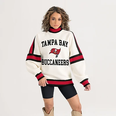 Women's Gameday Couture White Tampa Bay Buccaneers Oversized Vivid Motion Sweatshirt