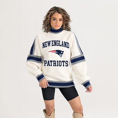 Women's Gameday Couture White New England Patriots Oversized Vivid Motion Sweatshirt