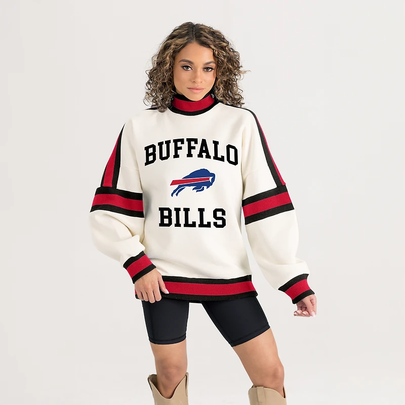 Women's Gameday Couture White Buffalo Bills Oversized Vivid Motion Sweatshirt