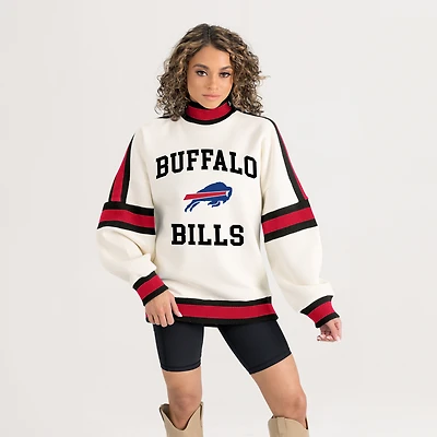 Women's Gameday Couture White Buffalo Bills Oversized Vivid Motion Sweatshirt