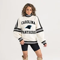 Women's Gameday Couture White Carolina Panthers Oversized Vivid Motion Sweatshirt