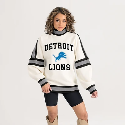 Women's Gameday Couture White Detroit Lions Oversized Vivid Motion Sweatshirt
