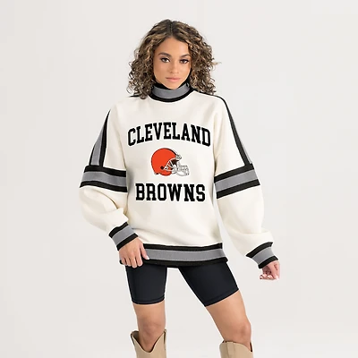 Women's Gameday Couture White Cleveland Browns Oversized Vivid Motion Sweatshirt
