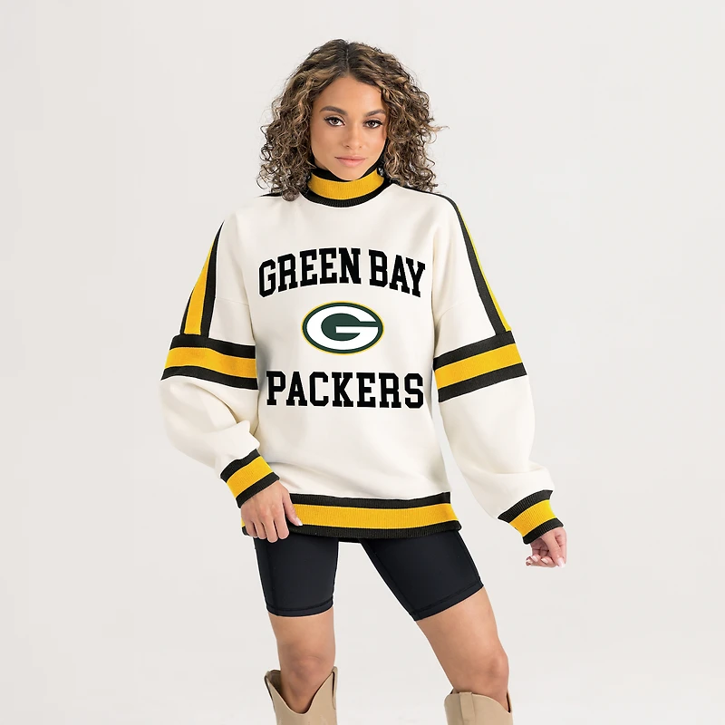 Women's Gameday Couture White Green Bay Packers Oversized Vivid Motion Sweatshirt