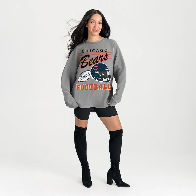 Women's Gameday Couture Gray Chicago Bears Oversized Sweet Victory Corded Sweatshirt
