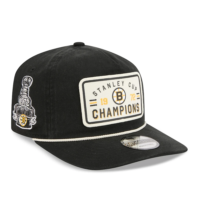 Men's New Era  Black Boston Bruins Throwback Stanley Cup Champions Side Patch 19TWENTY Adjustable Hat