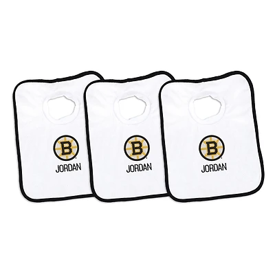 Infant Chad & Jake Boston Bruins Primary Three-Pack Personalized Burp Cloth Set