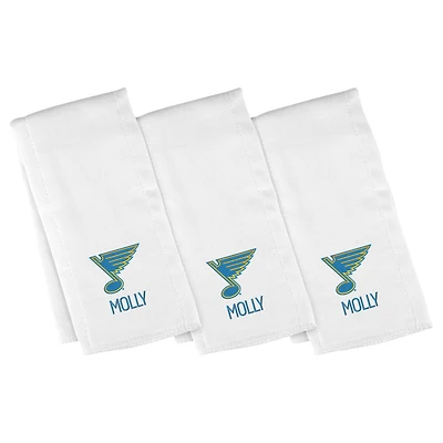 Infant Chad & Jake St. Louis Blues Primary Three-Pack Personalized Burp Cloth Set