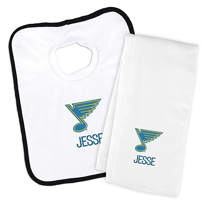 Infant Chad & Jake St. Louis Blues Primary Personalized Bib & Burp Cloth Set