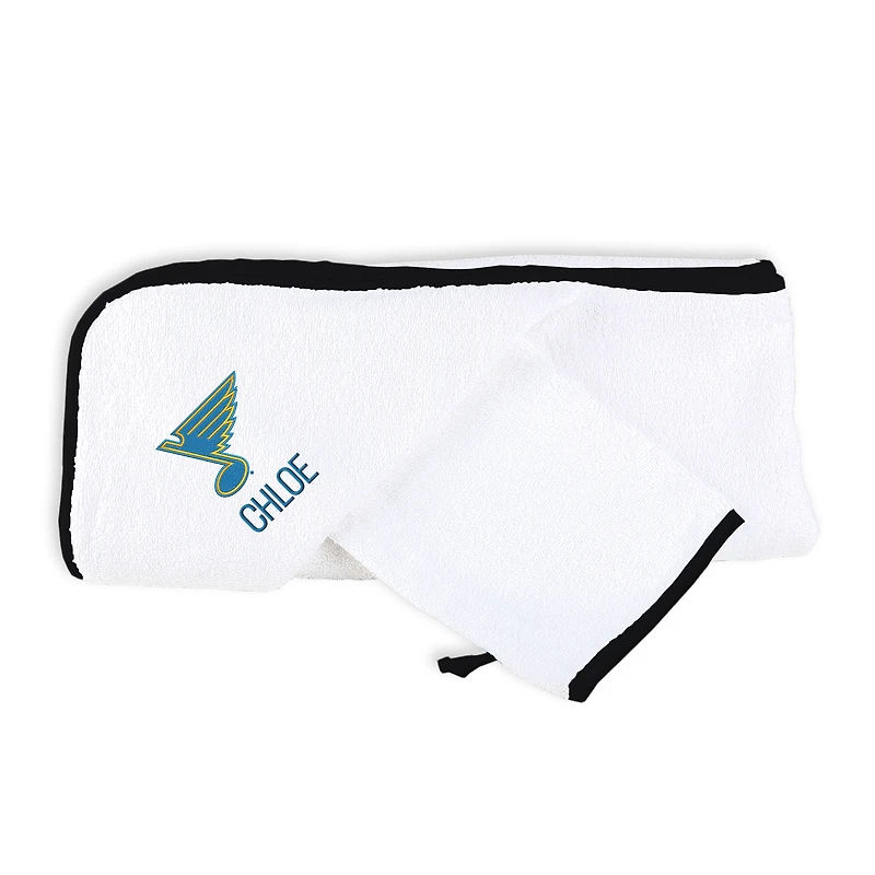 Infant Chad & Jake St. Louis Blues Primary Personalized Hooded Towel & Mitt Set
