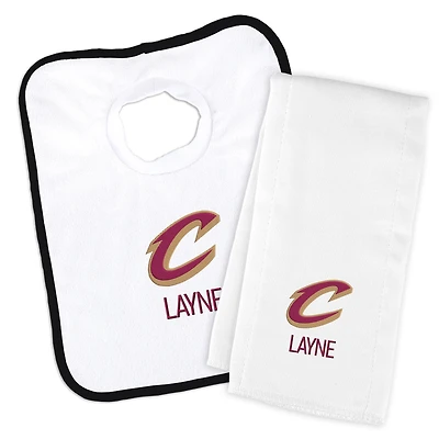 Infant Chad & Jake Cleveland Cavaliers Primary Personalized Bib & Burp Cloth Set