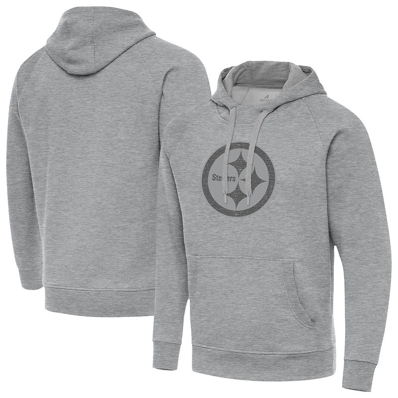 Men's Antigua Heather Gray Pittsburgh Steelers Victory Hoodie