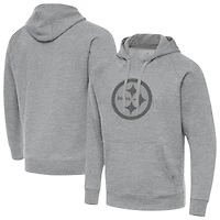 Men's Antigua  Heather Gray Pittsburgh Steelers Victory Hoodie