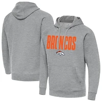 Men's Antigua  Heather Gray Denver Broncos Victory Hoodie