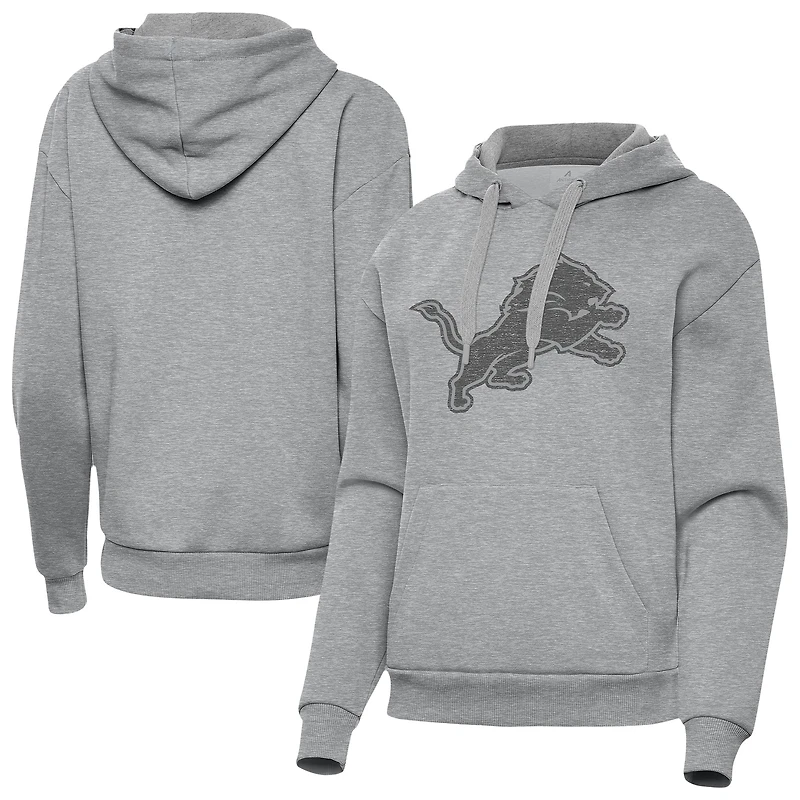 Women's Antigua  Heather Gray Detroit Lions Victory Hoodie