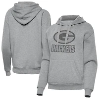 Women's Antigua  Heather Gray Green Bay Packers Victory Hoodie