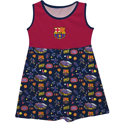 Girls Toddler Vive La Fete Maroon Barcelona Impressions Artwork Tank Top Dress