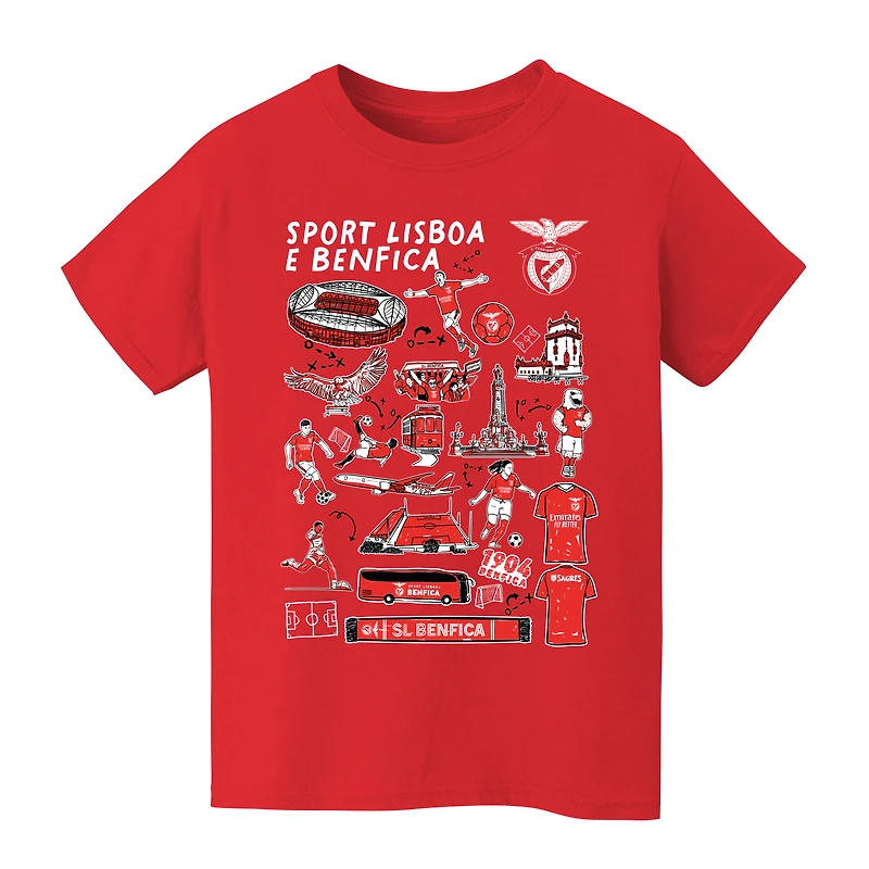 Youth Vive La Fete Red Benfica Impressions Artwork T-Shirt