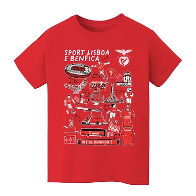 Youth Vive La Fete Red Benfica Impressions Artwork T-Shirt