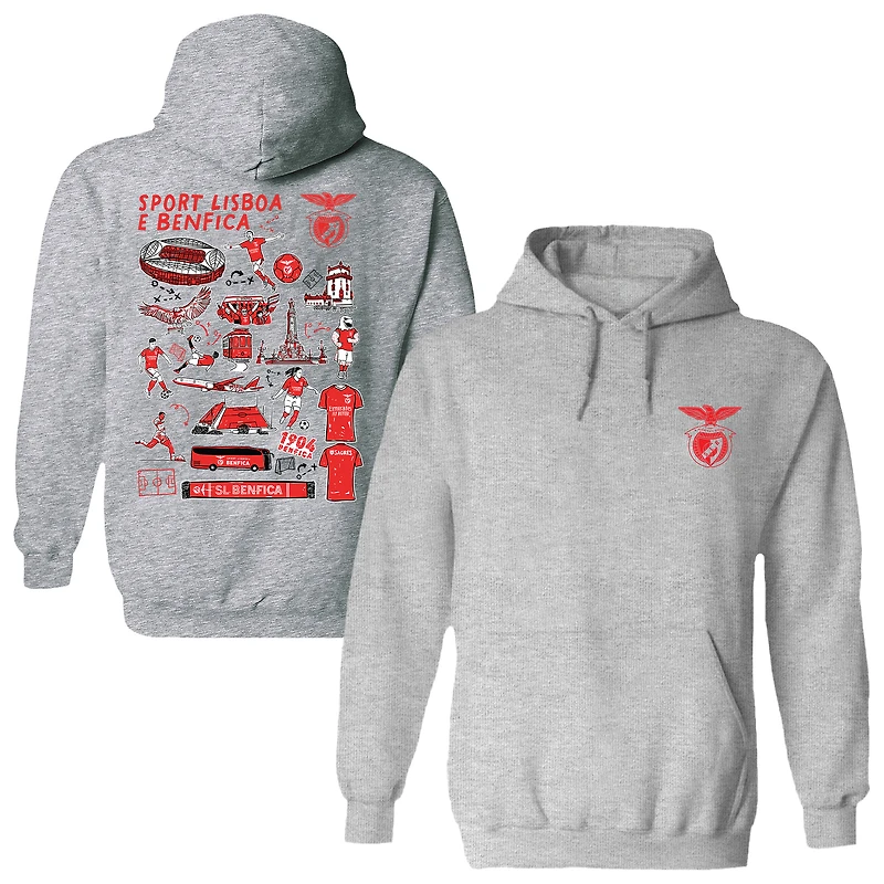 Women's Vive La Fete Gray Benfica Impressions Artwork Pullover Hoodie