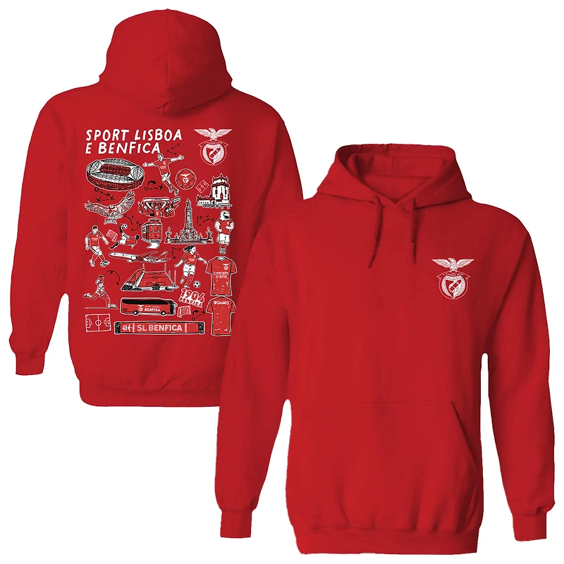 Women's Vive La Fete Red Benfica Impressions Artwork Pullover Hoodie