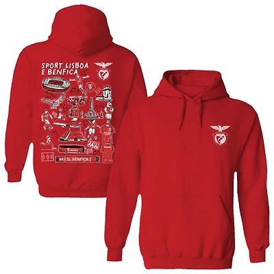 Women's Vive La Fete Red Benfica Impressions Artwork Pullover Hoodie