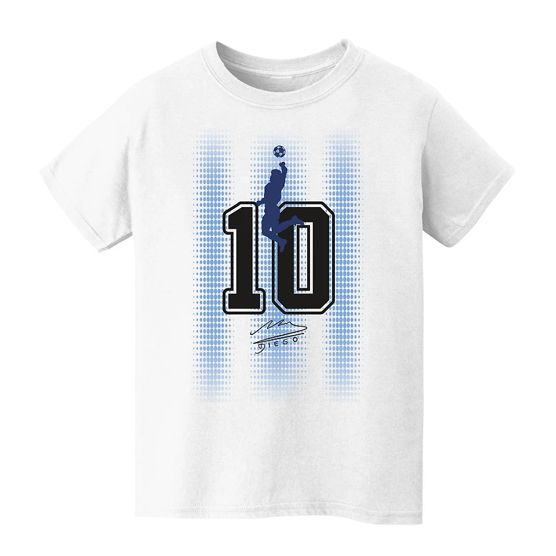 Youth Vive La Fete Diego Maradona White Argentina National Team Number & Signature T-Shirt